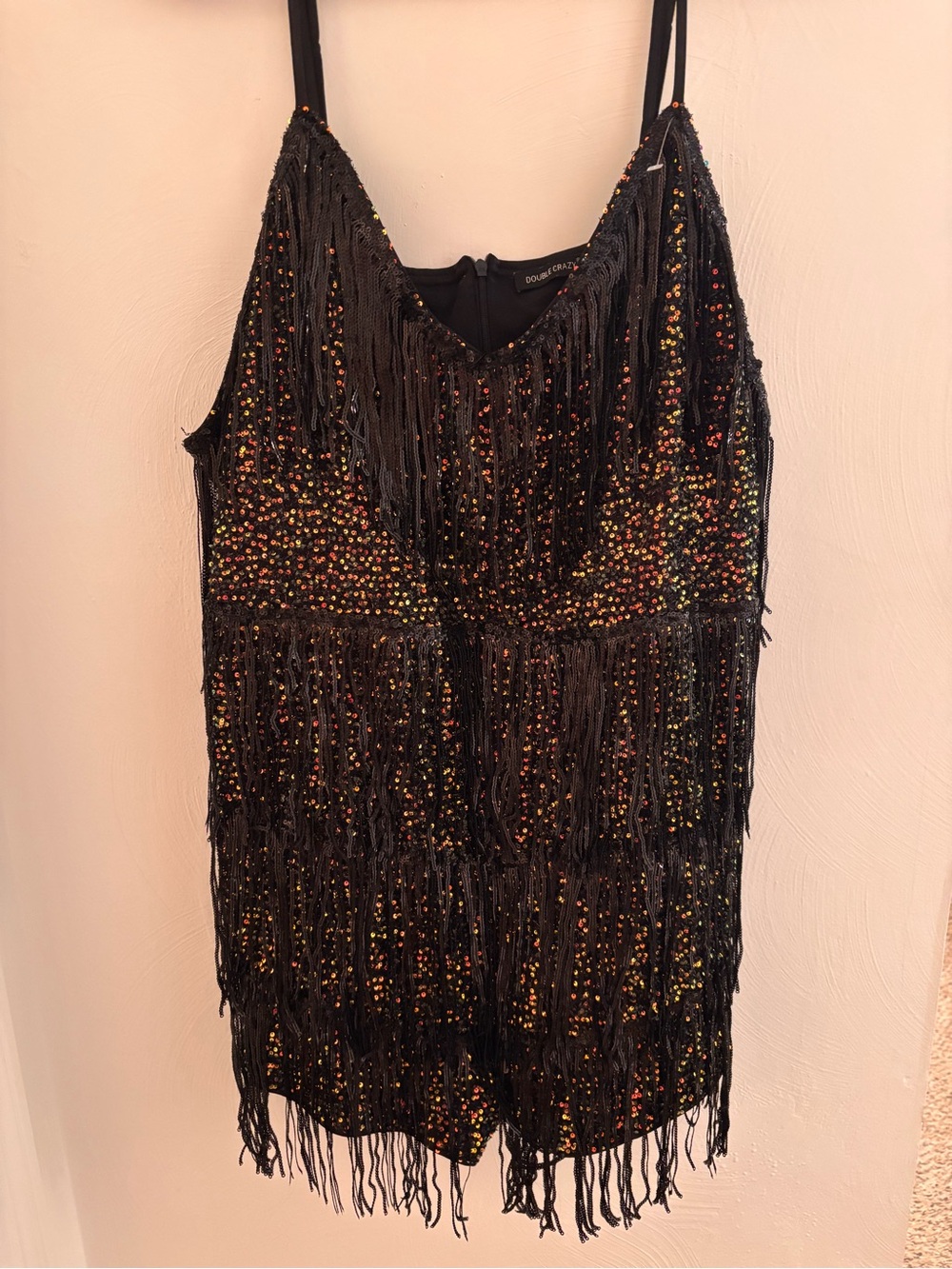 Black Sequin Fringe Romper